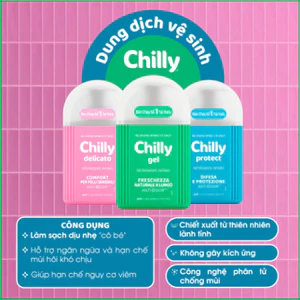 Dung dịch vệ sinh phụ nữ Chilly làm sạch diu nhẹ, chiết xuất bạc hà ngừa vi khuẩn, ngăn mùi hiệu quả 200ml
