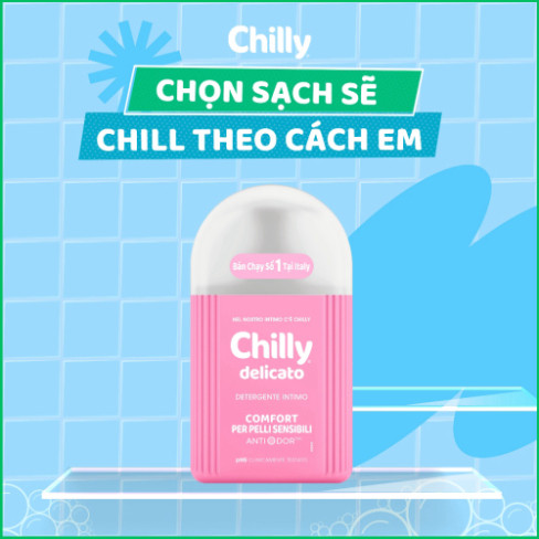 [Che Tên] Dung dịch vệ sinh phụ nữ Chilly Delicato chiết xuất lô hội dưỡng mềm mại, sạch dịu