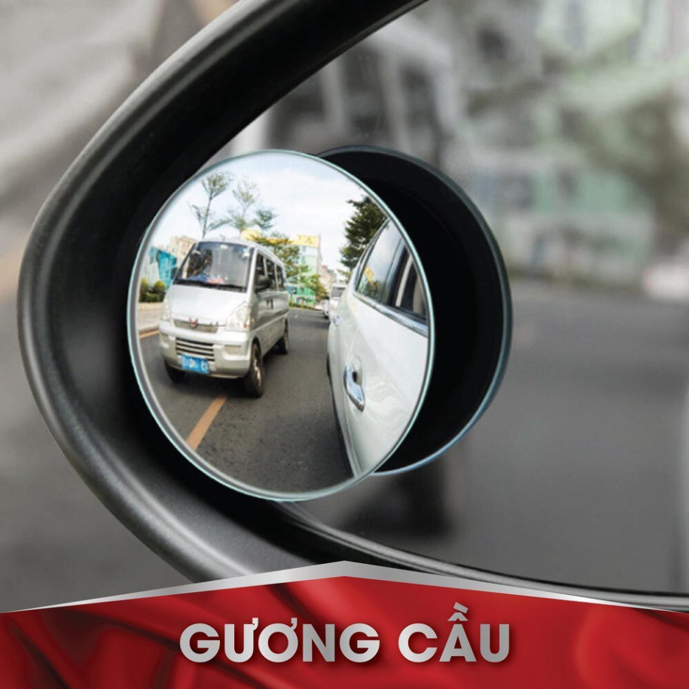 Gương cầu lồi gắn kính hậu ô tô - Gương cầu lồi Tròn ko viền - Cặp 2 chiếc
