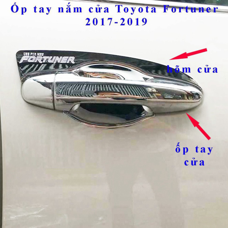 Ốp tay nắm, ốp hõm cửa xe Toyota Fortuner 2017- 2025 chất liệu nhựa mạ crom cao cấp