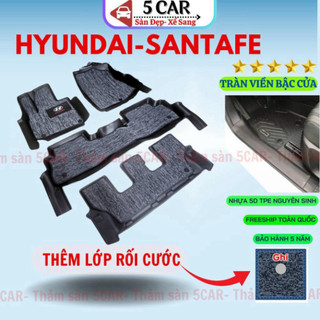 Thảm Khuôn Đúc Tràn Viền Sàn NHỰA 5D-5CAR Xe Hyundai Santafe 2019- 2024, 2025 chuẩn form , nhựa TPE