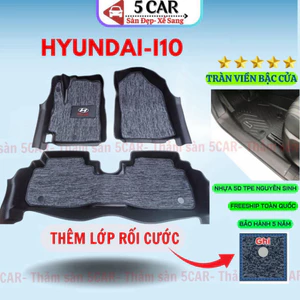 Thảm Sàn Đúc Tràn Viền NHỰA 5D-5CAR Xe HYUNDAI I10 Sedan/ Hatback 2021-2024 chuẩn form, nhựa TPE dễ dàng tháp l