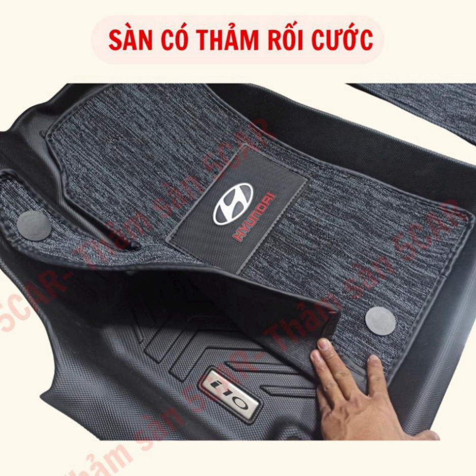 Thảm Sàn Đúc Tràn Viền NHỰA 5D-5CAR  Xe HYUNDAI I10 Sedan/ Hatback 2021-2024 chuẩn form, nhựa TPE  dễ dàng tháp l