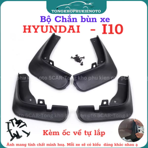 Bộ 4 Chắn Bùn Cho Xe Hyundai I10 Hatchback 2015 - 2023 chất liệu nhựa dẻo đàn hồi, Kèm ốc vít- Tự lắp đặt dễ dàng