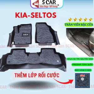Thảm Sàn Đúc Tràn Viền NHỰA 5D-5CAR KIA SELTOS 2019- 2025 chuẩn form , Chất liệu nhựa TPE 1 bộ 3 tấm