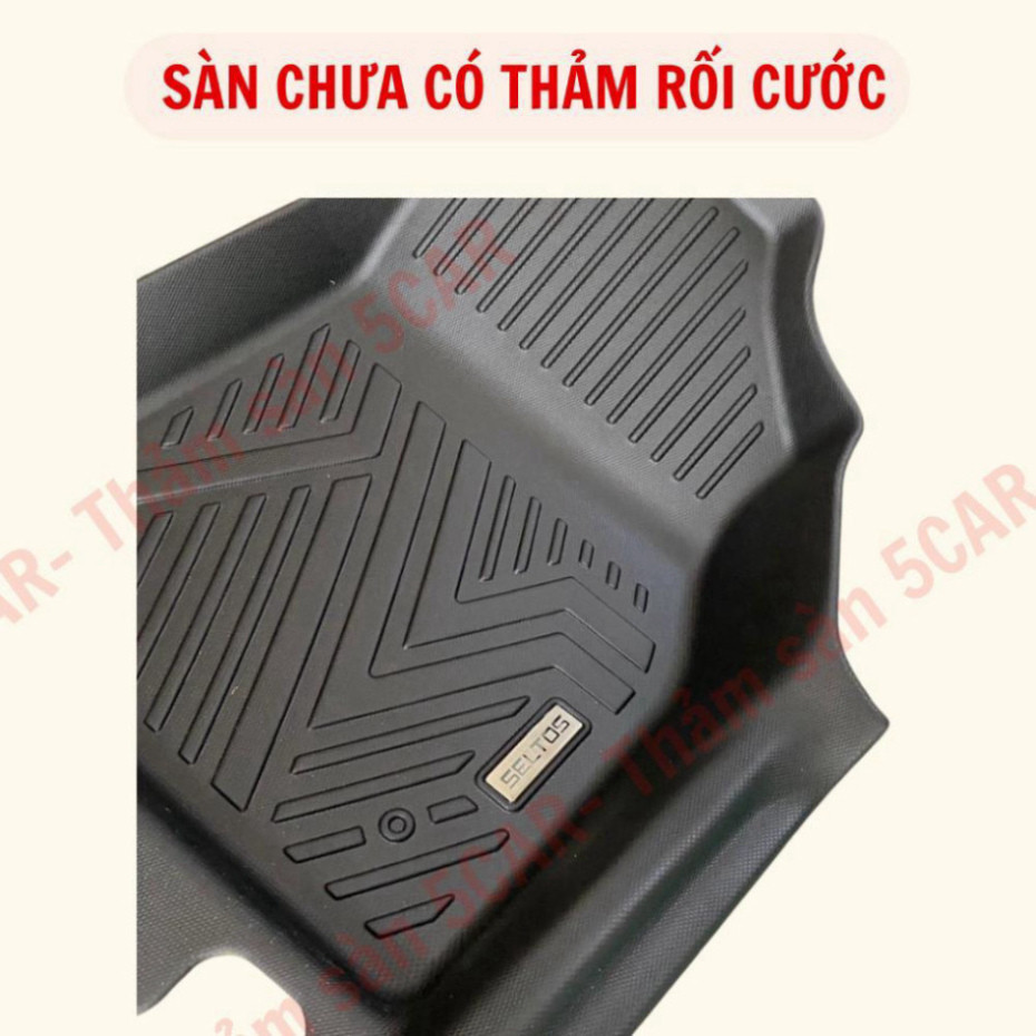 Thảm Sàn Đúc Tràn Viền NHỰA 5D-5CAR KIA SELTOS 2019- 2025 chuẩn form , Chất liệu nhựa TPE 1 bộ 3 tấm