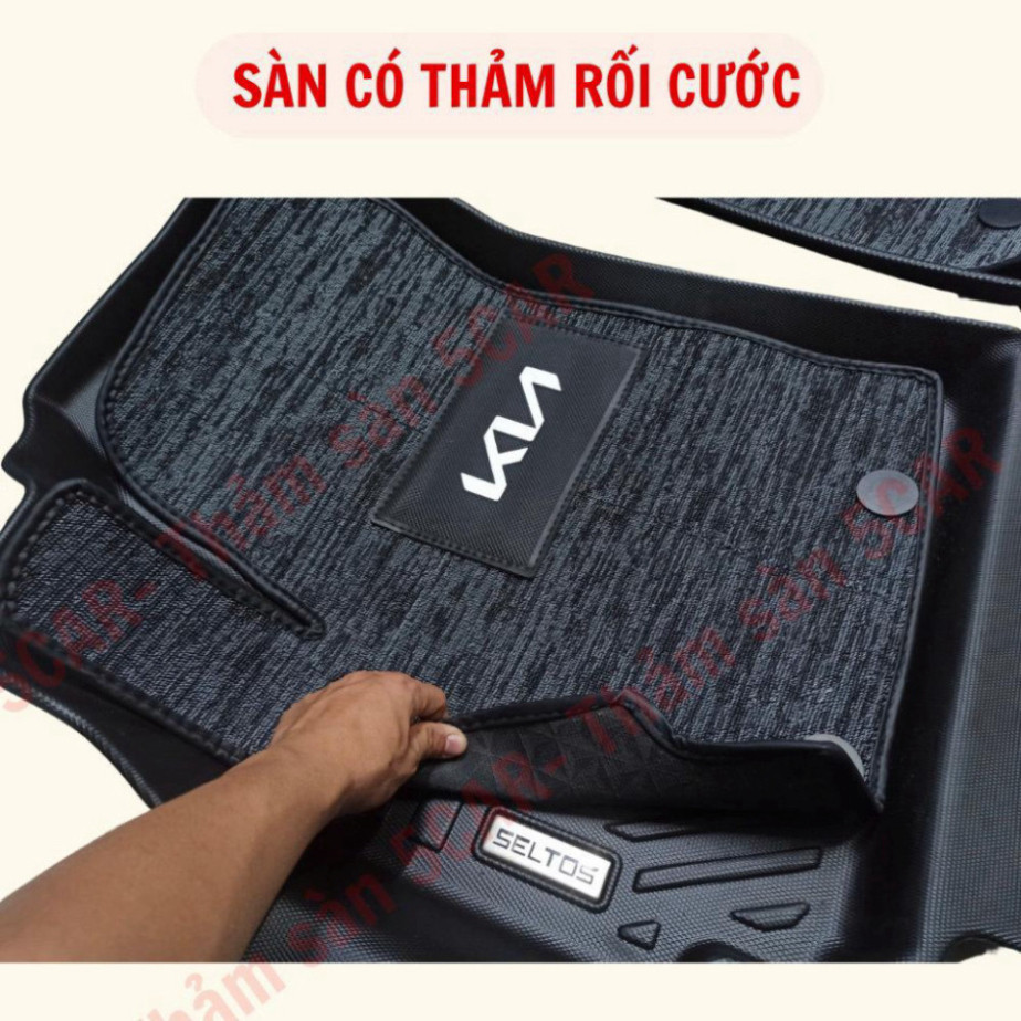 Thảm Sàn Đúc Tràn Viền NHỰA 5D-5CAR KIA SELTOS 2019- 2025 chuẩn form , Chất liệu nhựa TPE 1 bộ 3 tấm
