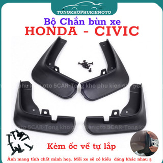 Bộ 4 Chắn Bùn Cho Xe Honda Civic 2006 - 2024 chất liệu nhựa dẻo đàn hồi, Kèm ốc vít- Tự lắp đặt dễ dàng