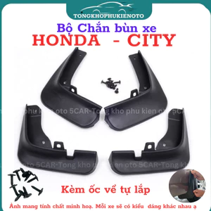 Bộ 4 Chắn Bùn Cho Xe Honda City 2015 - Nay chất liệu nhựa dẻo đàn hồi, Kèm ốc vít- Tự lắp đặt dễ dàng (Dùng cho SEDAN)