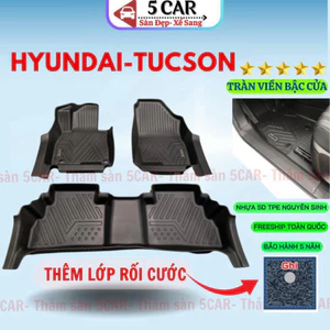 Thảm lót sàn Khuôn Đúc Tràn Viền Xe Hyundai Tucson 2015- 2025 Sàn NHỰA 5D-5CAR chuẩn form nhựa TPE