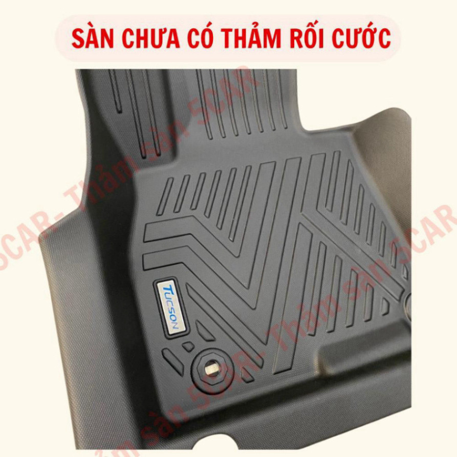 Thảm lót sàn Khuôn Đúc Tràn Viền Xe Hyundai Tucson 2015- 2025 Sàn NHỰA 5D-5CAR chuẩn form nhựa TPE