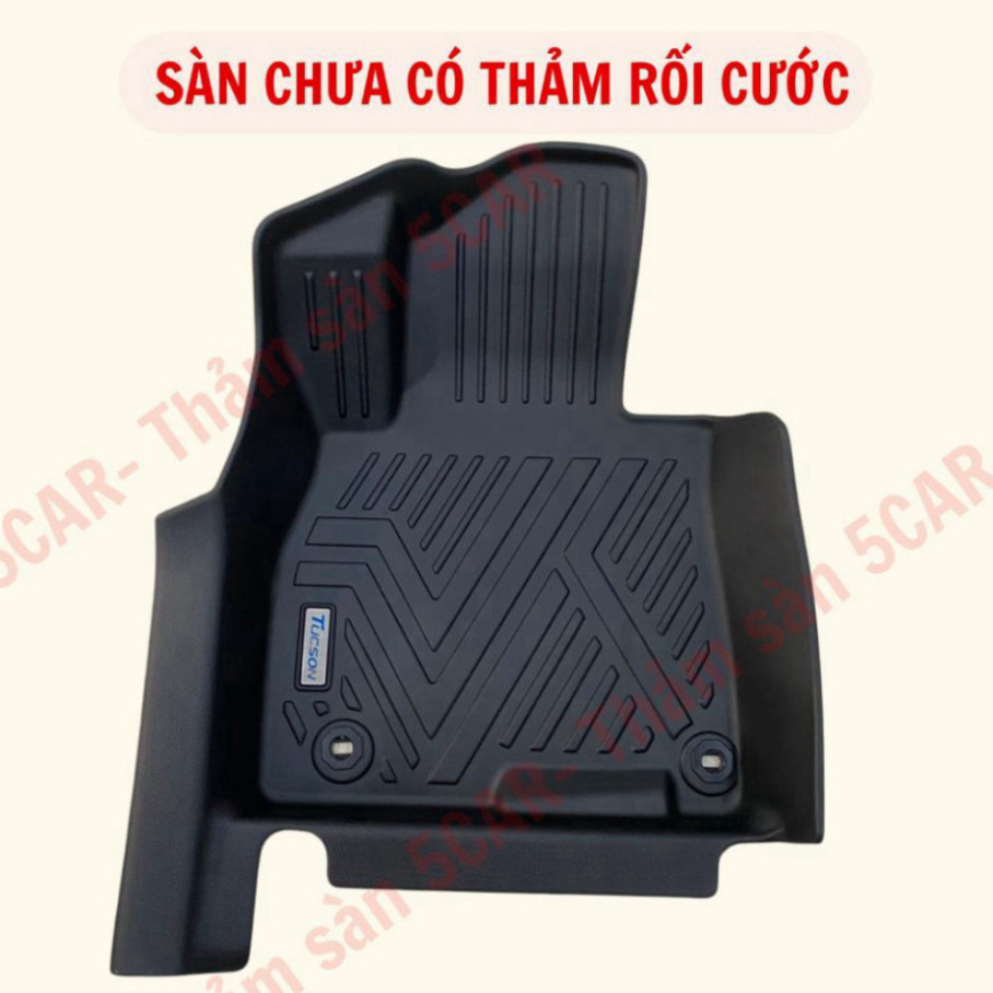Thảm lót sàn Khuôn Đúc Tràn Viền Xe Hyundai Tucson 2015- 2025 Sàn NHỰA 5D-5CAR chuẩn form nhựa TPE