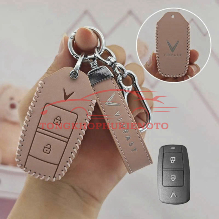 Ốp khoá, bao da chìa khóa xe Vinfast VF3,VF6,VF8,VF9,VFe34/ Nerio Green da làm đẹp bảo vệ chống xước chìa remote ô tô