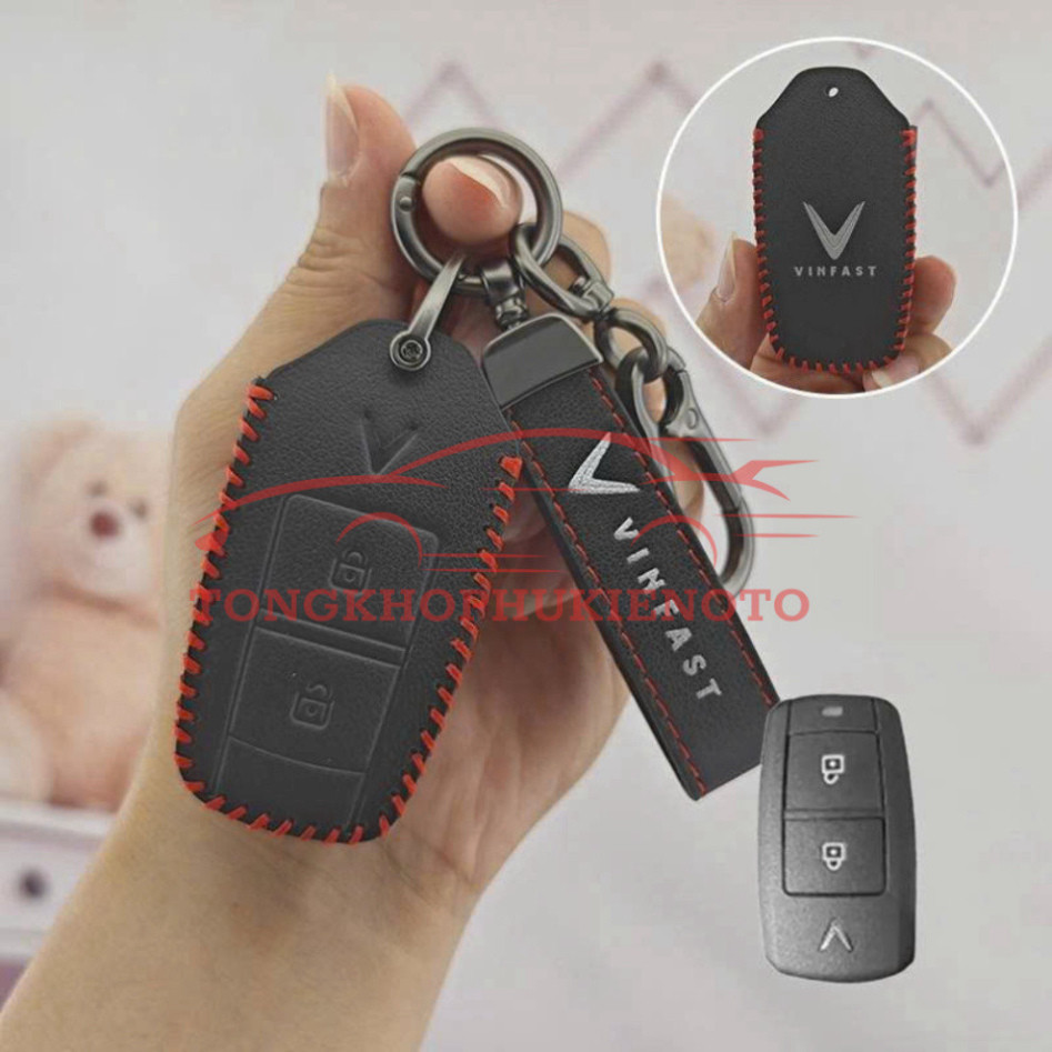 Ốp khoá, bao da chìa khóa xe Vinfast VF3,VF6,VF8,VF9,VFe34/ Nerio Green da làm đẹp bảo vệ chống xước chìa remote ô tô