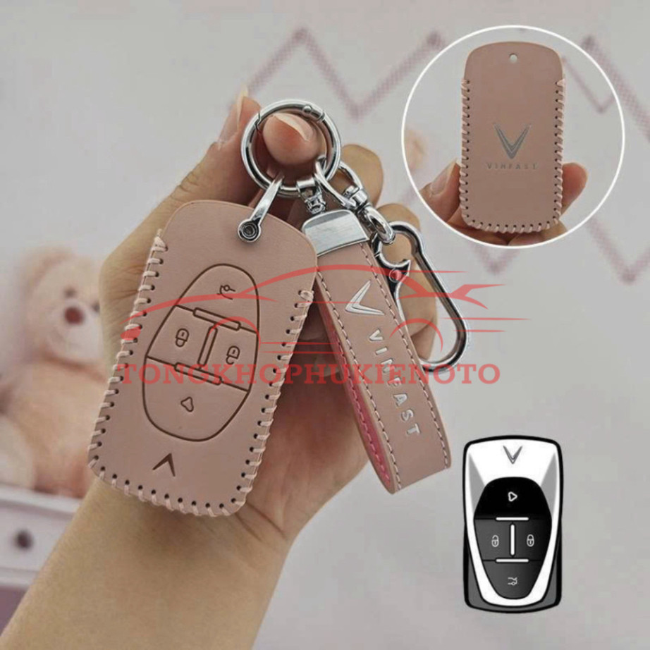 Ốp khoá, bao da chìa khóa xe Vinfast VF3,VF6,VF8,VF9,VFe34/ Nerio Green da làm đẹp bảo vệ chống xước chìa remote ô tô