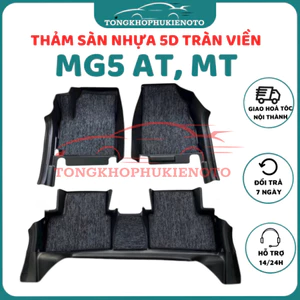 Thảm lót sàn NHỰA đúc TPE 5D xe MG5 bản AT và bản MT, Mẫu Tràn viền bậc cửa