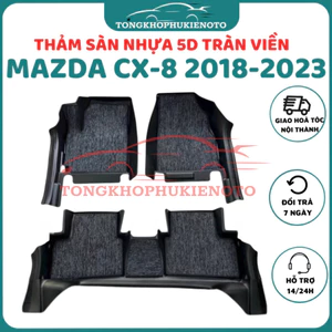 Thảm lót sàn NHỰA đúc TPE 5D xe MAZDA CX-8 2018-2023, Mẫu Tràn viền bậc cửa - MẪU BẬC DÀI