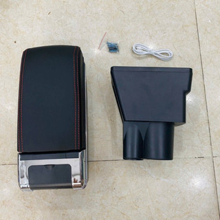Hộp tỳ tay theo xe Vinfast VF3 Màu đen cao cấp, có 2 ngăn và 7 cổng sạc tiện lợi