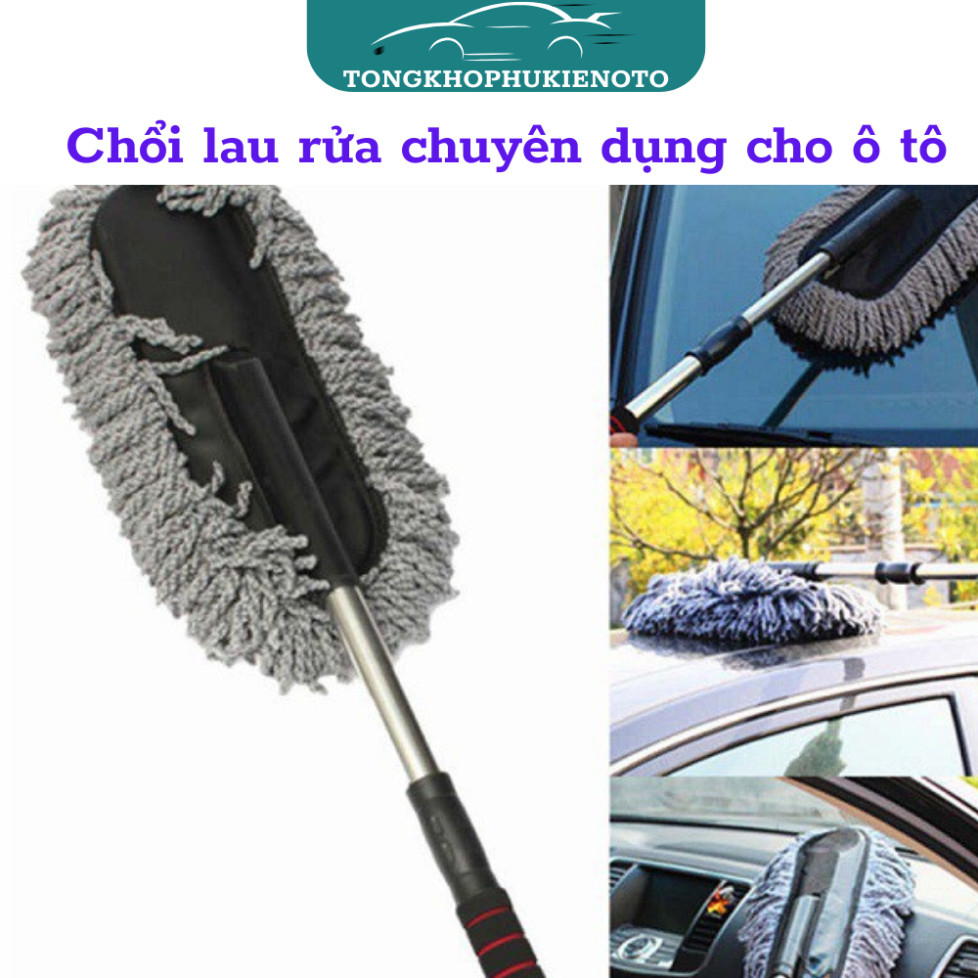 Chổi Lau Xe Ô tô, Chổi Vệ Sinh, Rửa Xe Otô Chuyên Dụng Cán Cầm Có Thể Điều Chỉnh Dài Ngắn