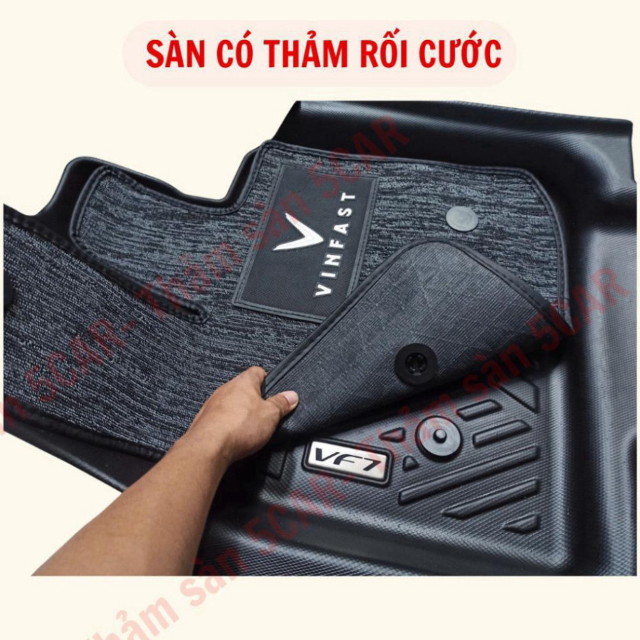 Thảm Khuôn Đúc Tràn Viền Sàn NHỰA 5D-5CAR Xe Vinfast VF7 chuẩn form , Chất liệu nhựa TPE