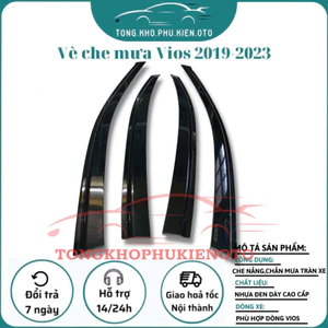 Vè che mưa xe Toyota Vios 2018-2019- 2020- 2021-2022-2023 chất liệu nhựa đen cao cấp