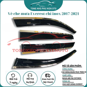 Vè che mưa Xe Ford Everest 2017-2018-2019-2020-2021 Chỉ inox cao cấp
