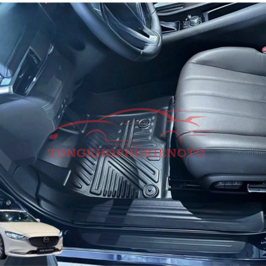 Thảm lót sàn NHỰA đúc TPE 5D xe Mazda 6 2015 - 2025, Mẫu Tràn viền bậc cửa - MẪU BẬC DÀI