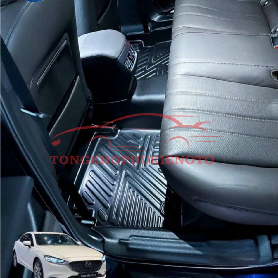 Thảm lót sàn NHỰA đúc TPE 5D xe Mazda 6 2015 - 2025, Mẫu Tràn viền bậc cửa - MẪU BẬC DÀI