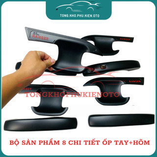 Ốp tay nắm, Hõm Cửa Xe Ford Ranger 2022 2023 2024-Mẫu nhựa đen cao cấp