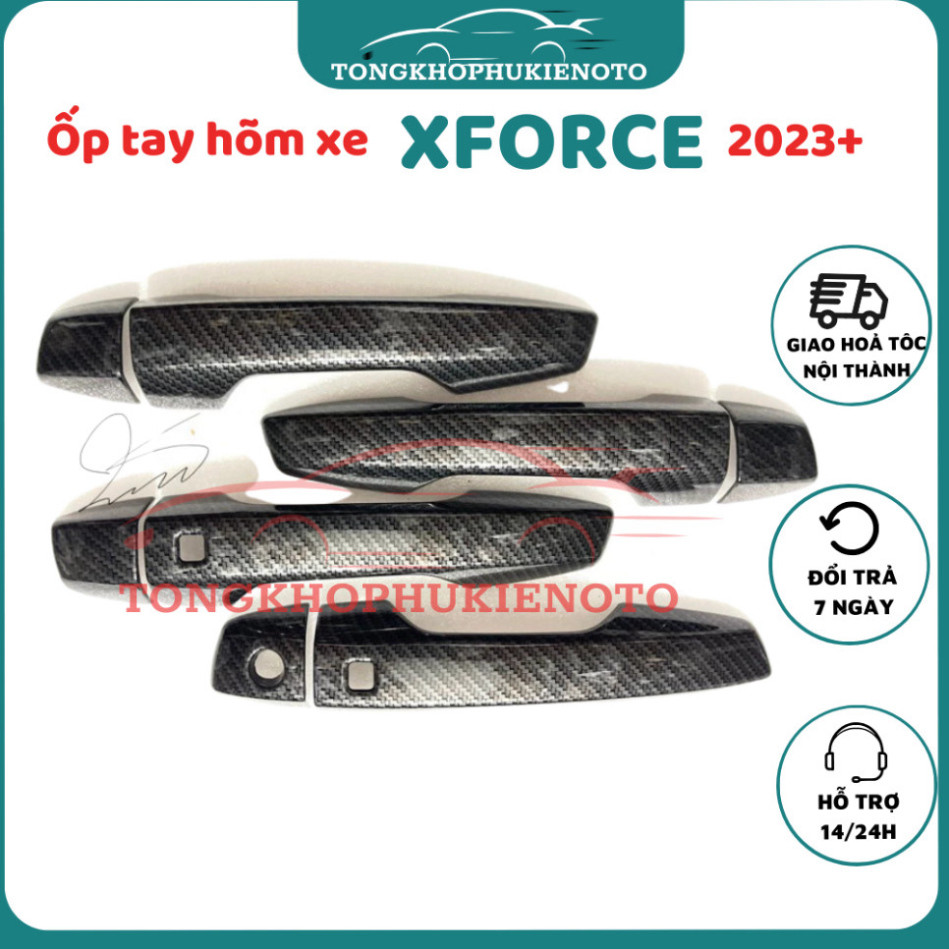 Ốp tay nắm, hõm cửa CARBON xe Mitsubishi Xforce 2023-NAY vân cacbon cao cấp