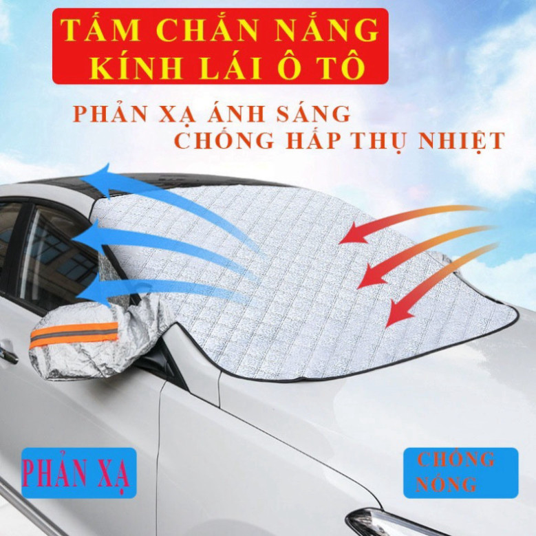 Bạt che nắng kính lái xe ô tô hàng dày phản quang 3 lớp - có ảnh thật
