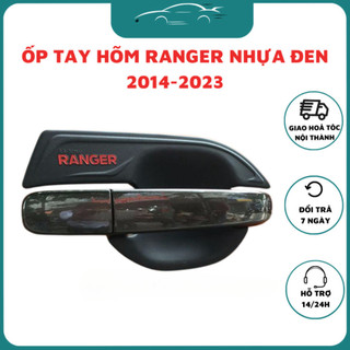 Ốp tay nắm, Hõm Cửa Xe Ford Ranger (chung các bản) 2014 -2021, 2022-2025, Mẫu nhựa đen cao cấp