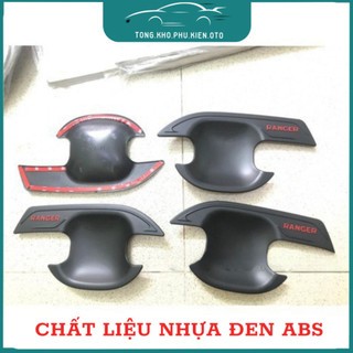 Ốp tay nắm, Hõm Cửa Xe Ford Ranger (chung các bản) 2014 -2021, 2022-2025, Mẫu nhựa đen cao cấp