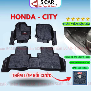 Thảm Sàn Khuôn Đúc Tràn Viền xe Honda City 2015- 2024, 2025 chuẩn form, nhựa NHỰA 5D TPE- 5CAR