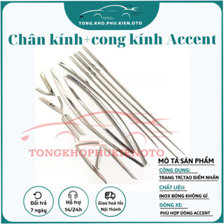 Nẹp viền chân kính, cong kính xe Huyndai Accent 2018- 2025 chất liệu inox 304 sáng bóng