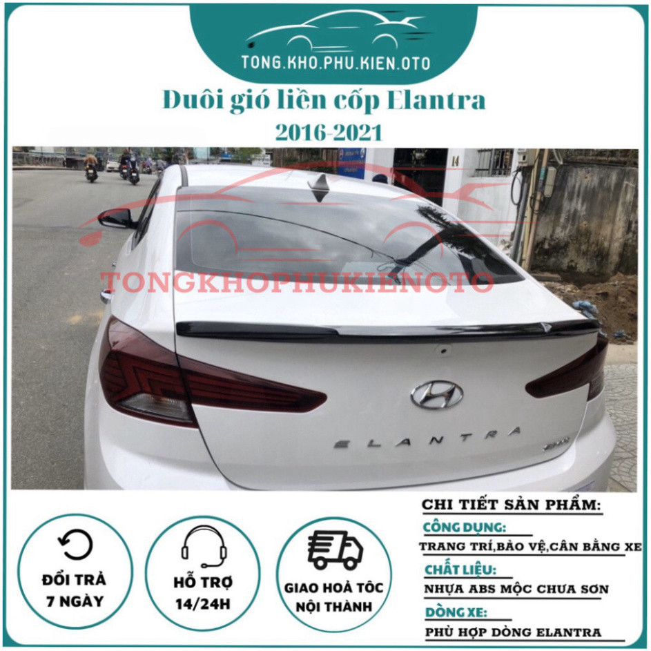 Đuôi gió liền cốp xe Huyndai Elantra 2016 -2021, tặng băng dính 2 mặt - Bản mộc chưa sơn