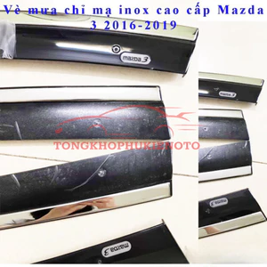 Vè che mưa CHỈ INOX cao cấp xe Mazda 3, Mazda3 đời 2016 - 2023,2024