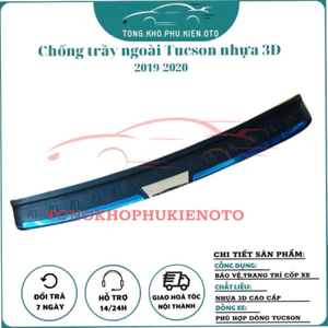 ốp chống trầy cốp ngoài xe Tucson 2019-2020, chất liệu nhựa 3D cao cấp