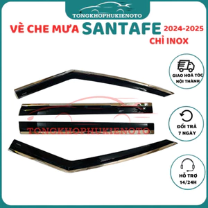 Vè che mưa xe Hyundai SANTAFE 2025+ Chỉ inox cao cấp Ngăn mưa tràn vào xe