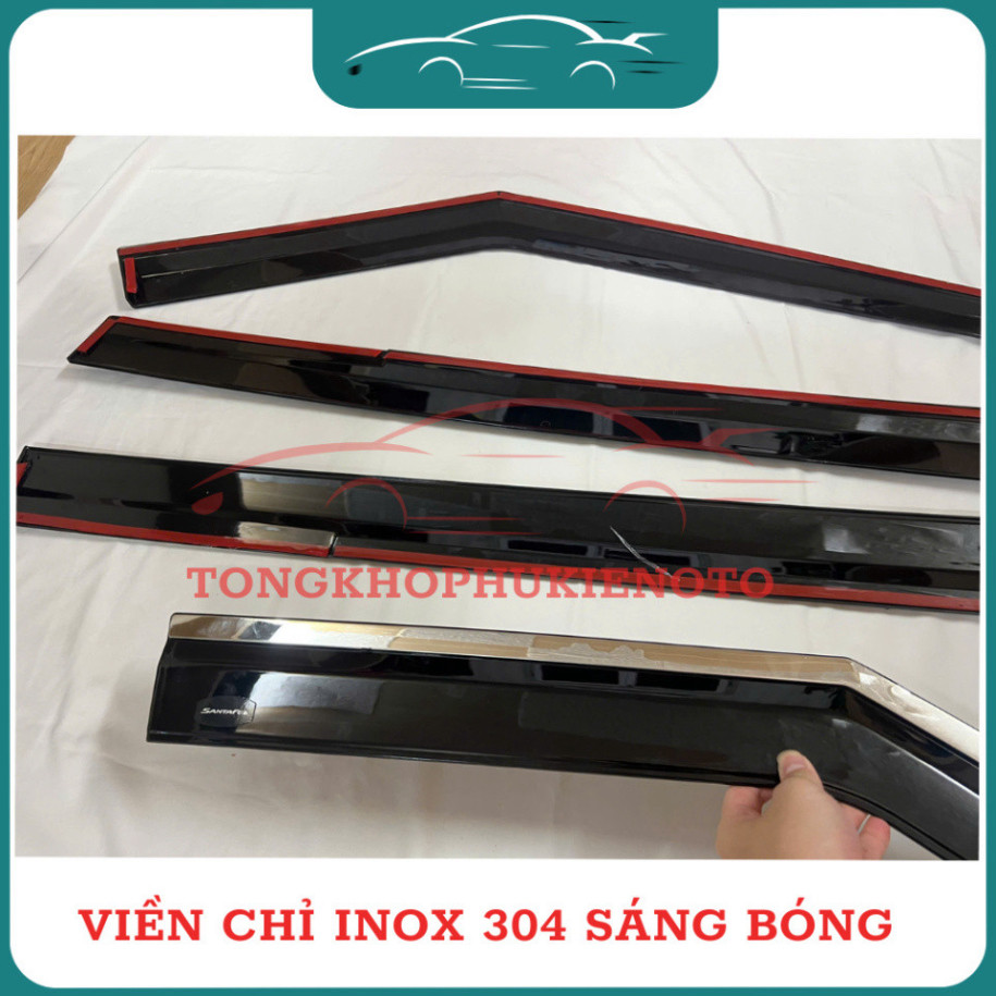 Vè che mưa xe Hyundai SANTAFE 2025+ Chỉ inox cao cấp Ngăn mưa tràn vào xe