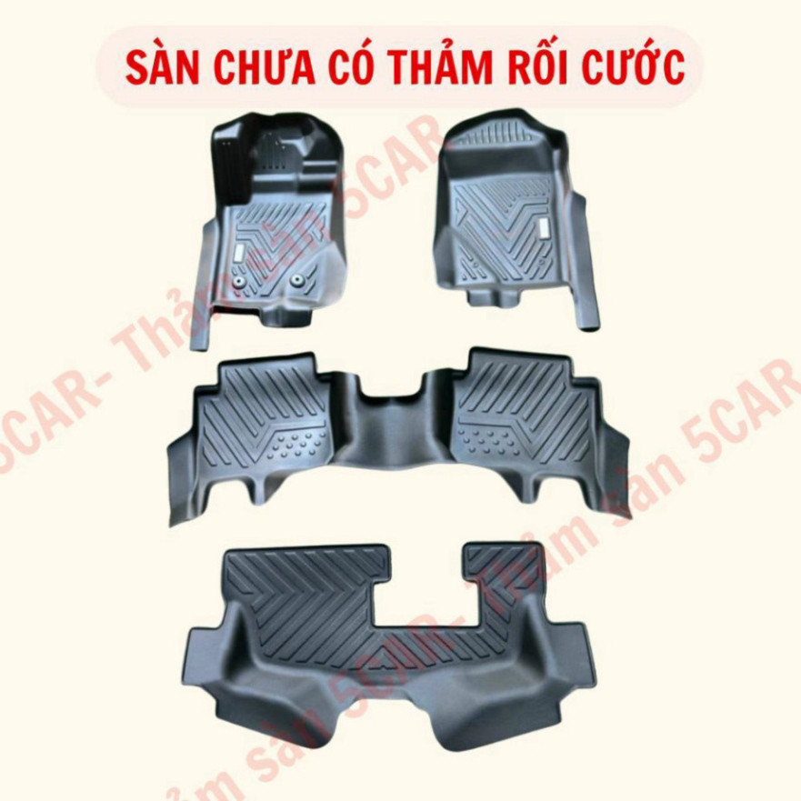 Thảm Khuôn Đúc Tràn Viền Sàn NHỰA 5D-5CAR Xe Ford Everest 2017- 2025 chuẩn form   nhựa TPE 1 bộ 3 tấm, dễ dàng