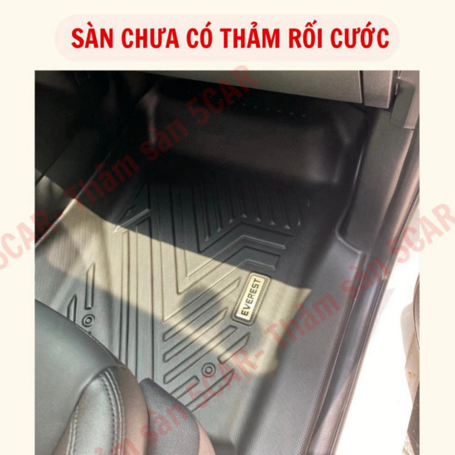 Thảm Khuôn Đúc Tràn Viền Sàn NHỰA 5D-5CAR Xe Ford Everest 2017- 2025 chuẩn form   nhựa TPE 1 bộ 3 tấm, dễ dàng
