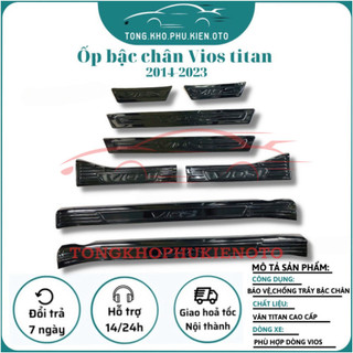 Ốp Bậc Cửa, nẹp bước chân Xe Toyota Vios 2014- 2017, 2019- 2022,2023 Vân Titan cao cấp