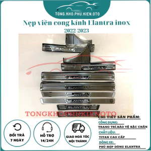 Ốp Bậc Cửa, nẹp bước chân Trong, Ngoài Dành Cho Xe Elantra 2022 - 2023-2024 Mẫu chất liệu Titan cao cấp