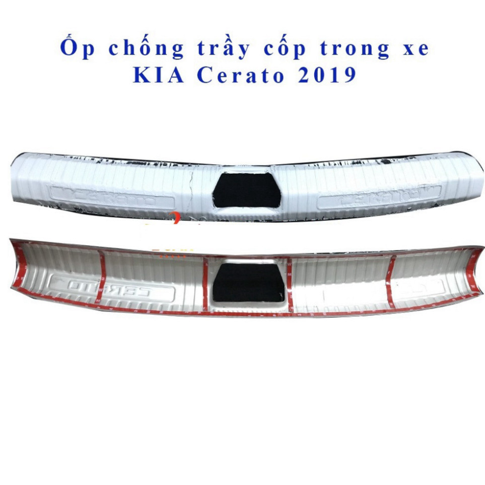 Ốp chống trầy cốp trong, ngoài  xe Kia Cerato 2019- 2020- 2021, chất liệu inox