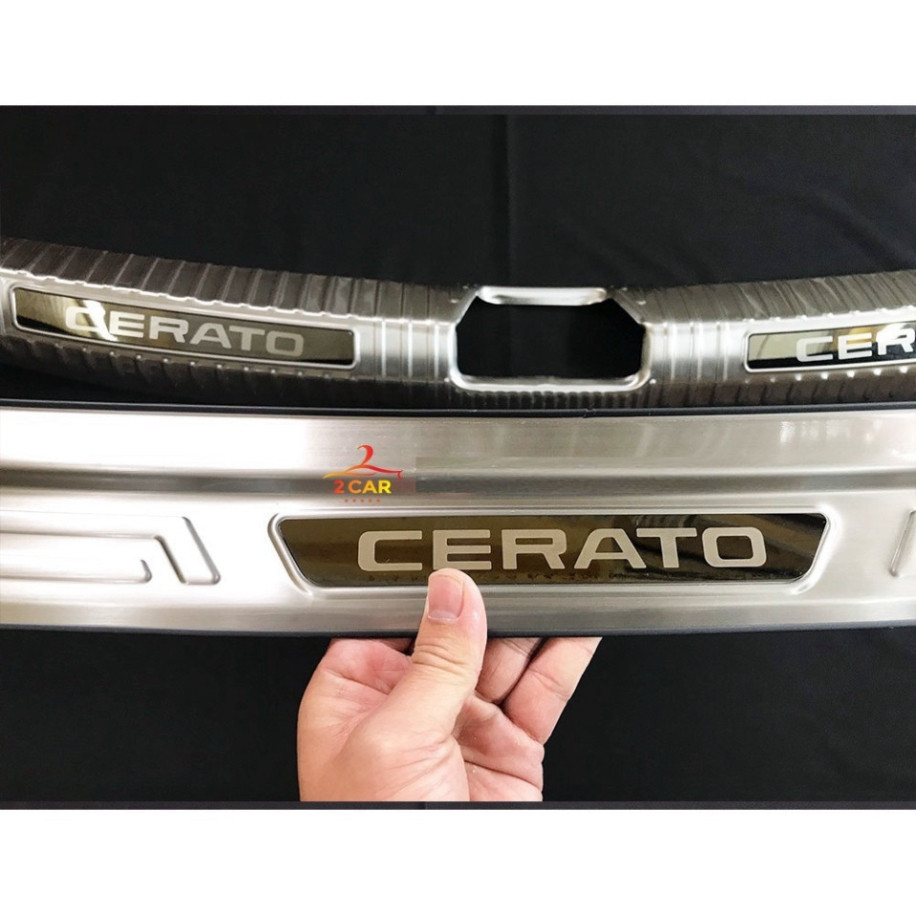 Ốp chống trầy cốp trong, ngoài  xe Kia Cerato 2019- 2020- 2021, chất liệu inox