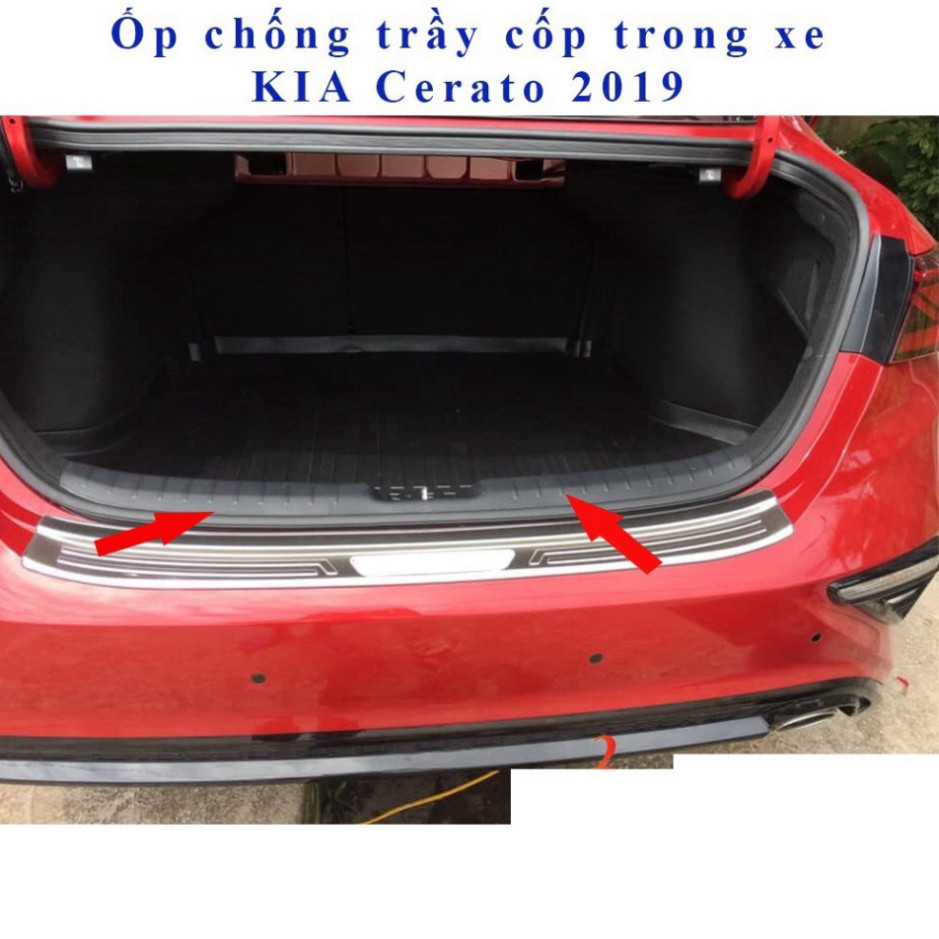 Ốp chống trầy cốp trong, ngoài  xe Kia Cerato 2019- 2020- 2021, chất liệu inox