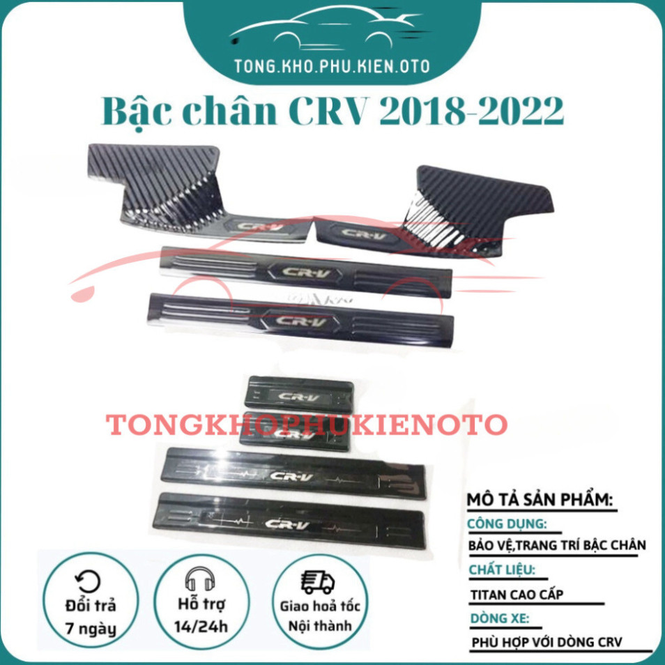 Ốp Bậc Chân Trong,  Ngoài Xe Honda CRV 2018-2019-2020-2021-2022, chất liệu Titan