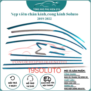 Nẹp viền chân kính, viền cong kính xe Kia Soluto 2019- 2025 chất liệu inox sáng bóng