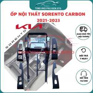 Ốp nội thất dành cho xe Kia Sorento 2021- 2023, 2024-Ốp dán bảo vê, trang trí nội thất xe Vân Đá/Vân Cacbon